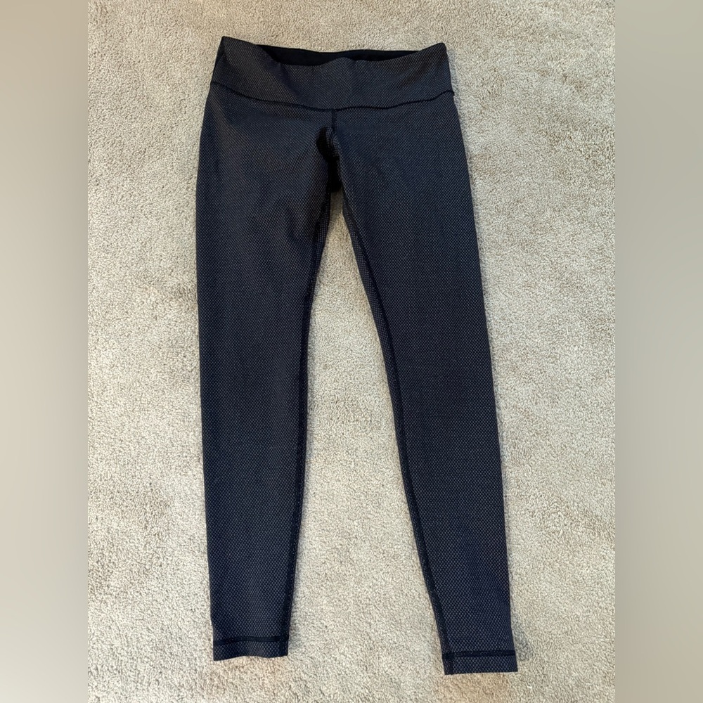 2014 Lululemon Wunder Under Pant Legging Diamond Dot Black White Size 10 - Picture 8 of 10